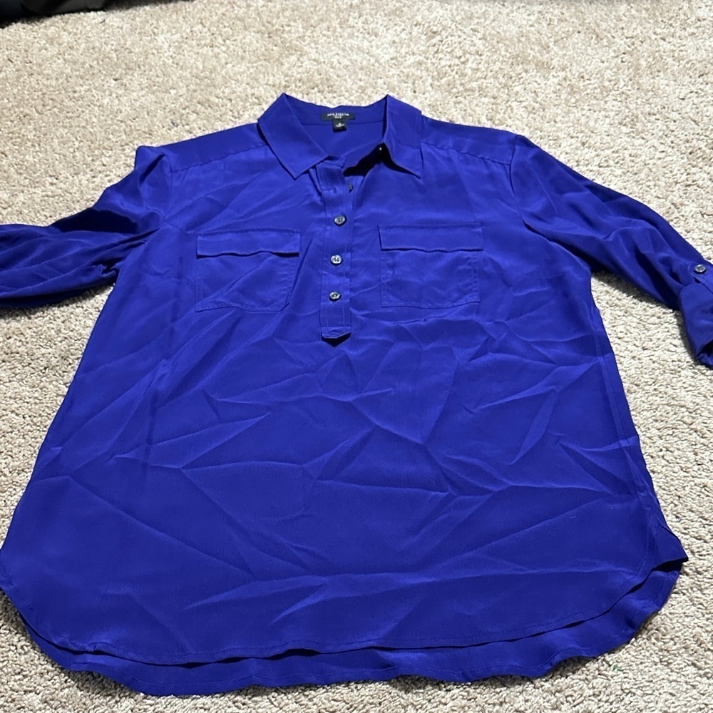 Ann Taylor Purple 100% Silk Blouse Size 8